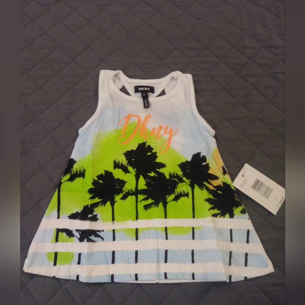 DKNY Kids Palm Tree Tank Top - Green and Blue